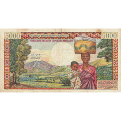 Madagascar - Pick 60 - 5'000 francs - 1'000 ariary - Série Z.2 - 1966 - Etat : TB+