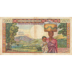 Madagascar - Pick 60 - 5'000 francs - 1'000 ariary - Série Z.2 - 1966 - Etat : TB+