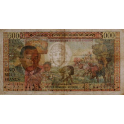Madagascar - Pick 60 - 5'000 francs - 1'000 ariary - Série Z.2 - 1966 - Etat : TB+