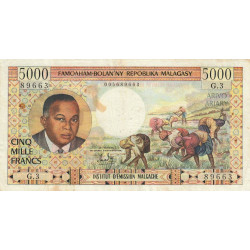 Madagascar - Pick 60 - 5'000 francs - 1'000 ariary - 1966 - Etat : TTB-