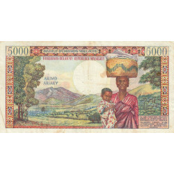 Madagascar - Pick 60 - 5'000 francs - 1'000 ariary - 1966 - Etat : TTB-