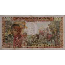 Madagascar - Pick 60 - 5'000 francs - 1'000 ariary - Série G.3 - 1966 - Etat : TTB-