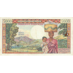 Madagascar - Pick 60 - 5'000 francs - 1'000 ariary - 1966 - Etat : TTB-