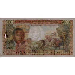 Madagascar - Pick 60 - 5'000 francs - 1'000 ariary - 1966 - Etat : TTB-