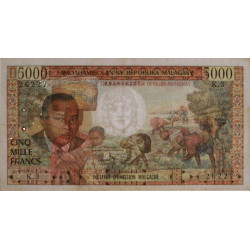 Madagascar - Pick 60 - 5'000 francs - 1'000 ariary - Série K.3 - 1966 - Etat : TTB