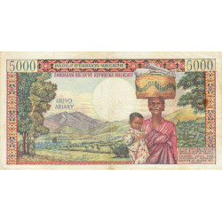 Madagascar - Pick 60 - 5'000 francs - 1'000 ariary - 1966 - Etat : TTB-