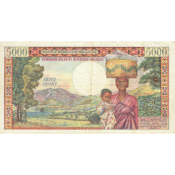 Madagascar - Pick 60 - 5'000 francs - 1'000 ariary - 1966 - Etat : TTB