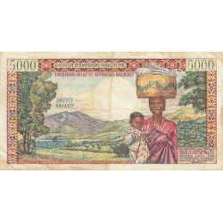 Madagascar - Pick 60 - 5'000 francs - 1'000 ariary - Série K.3 - 1966 - Etat : TB+
