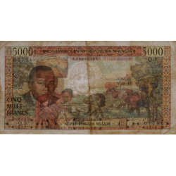 Madagascar - Pick 60 - 5'000 francs - 1'000 ariary - Série K.3 - 1966 - Etat : TB+