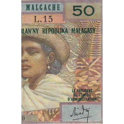 Madagascar - Pick 61a - 50 francs - 10 ariary - 1969 - Etat : TTB