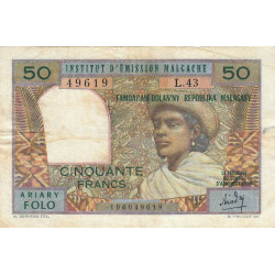Madagascar - Pick 61a - 50 francs - 10 ariary - 1969 - Etat : TB