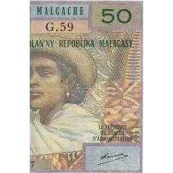Madagascar - Pick 61b - 50 francs - 10 ariary - 1971 - Etat : TB