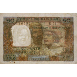 Madagascar - Pick 61b - 50 francs - 10 ariary - Série K.59 - 1971 - Etat : TB+