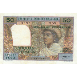 Madagascar - Pick 61b - 50 francs - 10 ariary - 1971 - Etat : TTB