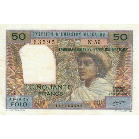 Madagascar - Pick 61b - 50 francs - 10 ariary - 1971 - Etat : TTB