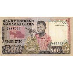 Madagascar - Pick 67a - 500 francs - 100 ariary - 1983 - Etat : TTB