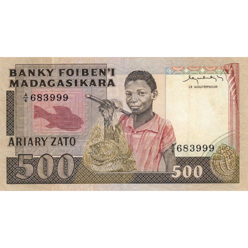 Madagascar - Pick 67a - 500 francs - 100 ariary - Série A/6 - 1983 - Etat : TTB
