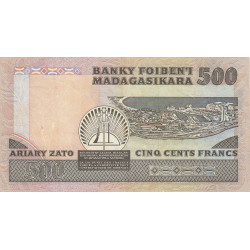 Madagascar - Pick 67a - 500 francs - 100 ariary - 1983 - Etat : TTB