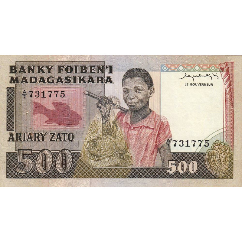 Madagascar - Pick 67a - 500 francs - 100 ariary - Série A/7 - 1983 - Etat : SUP