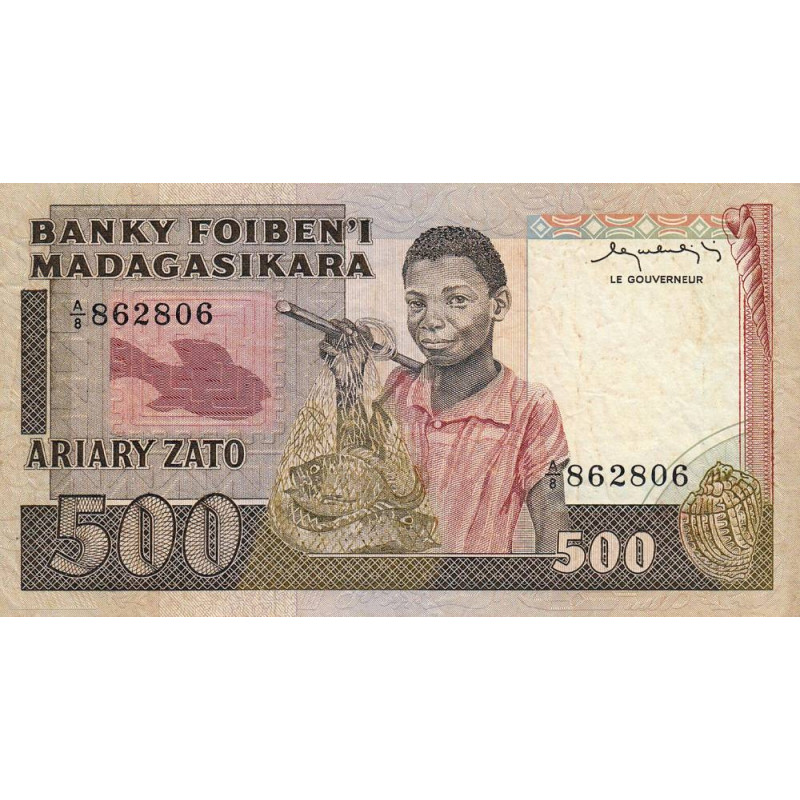 Madagascar - Pick 67a - 500 francs - 100 ariary - Série A/8 - 1983 - Etat : TB