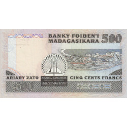 Madagascar - Pick 67b - 500 francs - 100 ariary - Série A/38 - 1987 - Etat : SUP