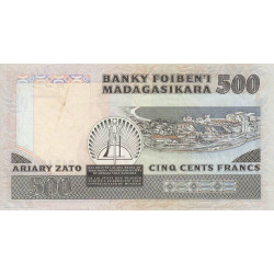 Madagascar - Pick 67b - 500 francs - 100 ariary - Série A/40 - 1987 - Etat : TTB+