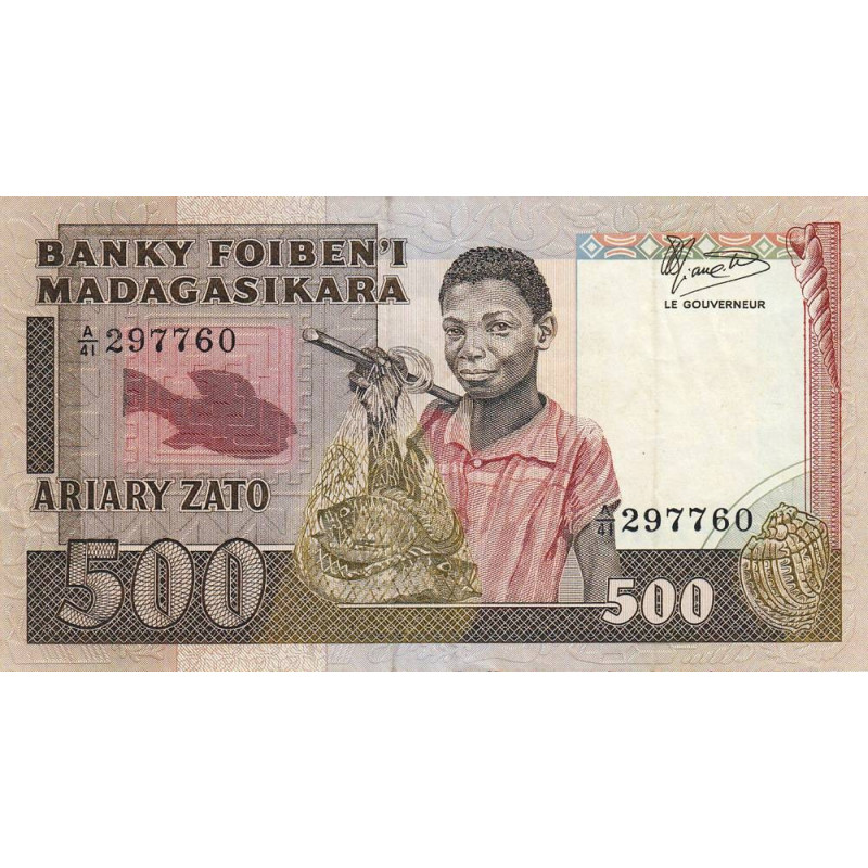 Madagascar - Pick 67b - 500 francs - 100 ariary - Série A/41 - 1987 - Etat : TTB