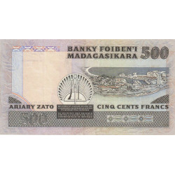 Madagascar - Pick 67b - 500 francs - 100 ariary - 1987 - Etat : TTB