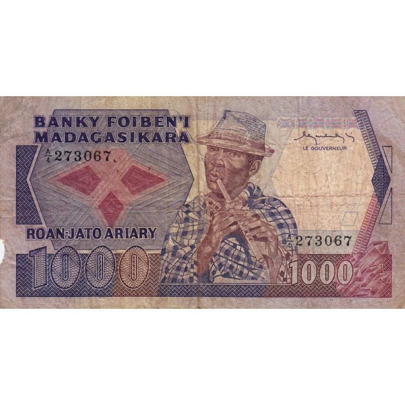 Madagascar - Pick 68a - 1'000 francs - 200 ariary - Série A/4 - 1983 - Etat : B-