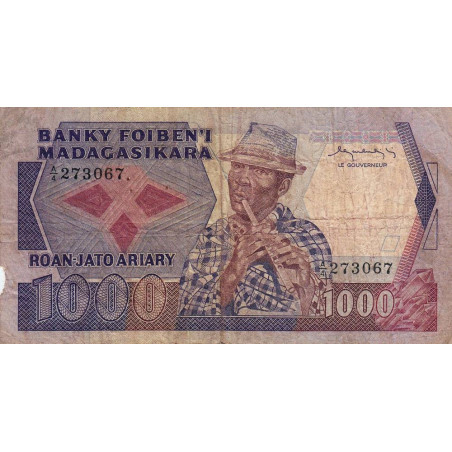 Madagascar - Pick 68a - 1'000 francs - 200 ariary - 1983 - Etat : B-