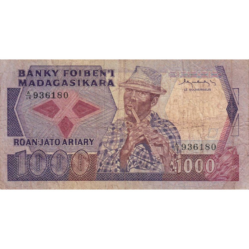 Madagascar - Pick 68a - 1'000 francs - 200 ariary - 1983 - Etat : B