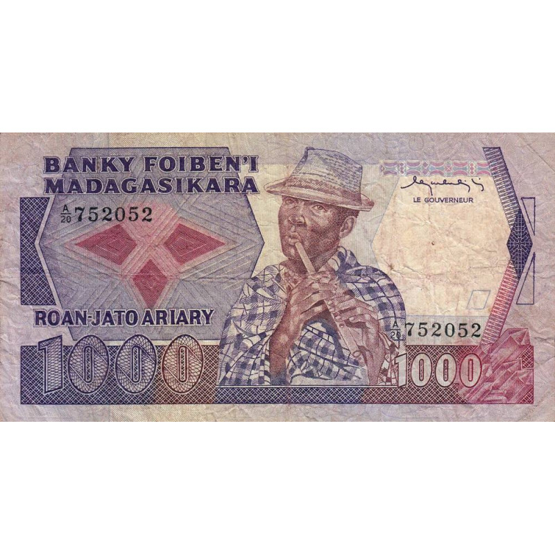 Madagascar - Pick 68a - 1'000 francs - 200 ariary - 1983 - Etat : B+