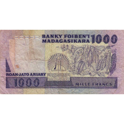 Madagascar - Pick 68a - 1'000 francs - 200 ariary - Série A/20 - 1983 - Etat : B+