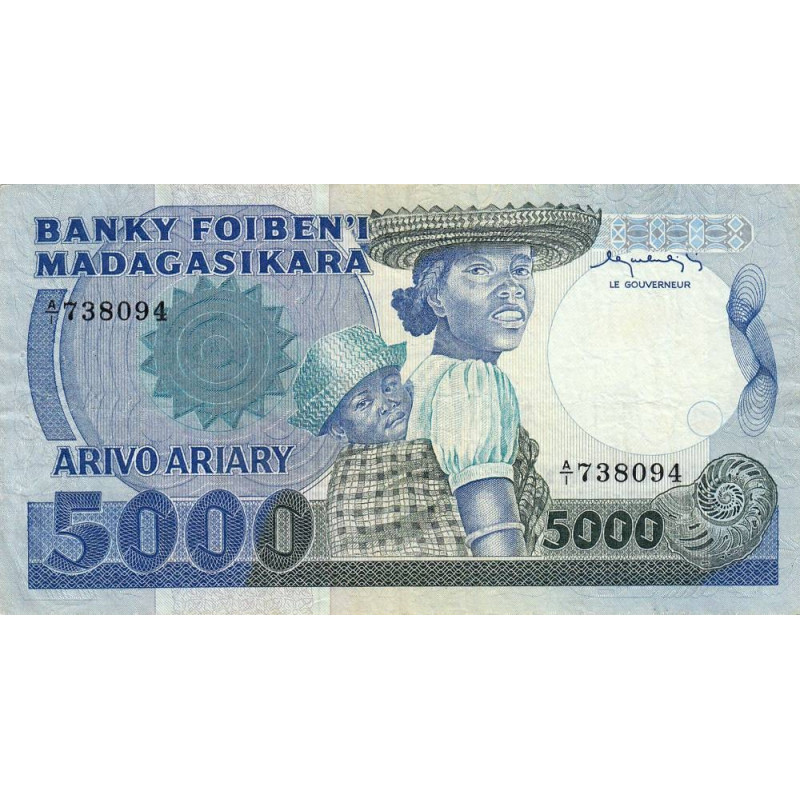 Madagascar - Pick 69a - 5'000 francs - 1'000 ariary - Série A/1 - 1983 - Etat : TB+