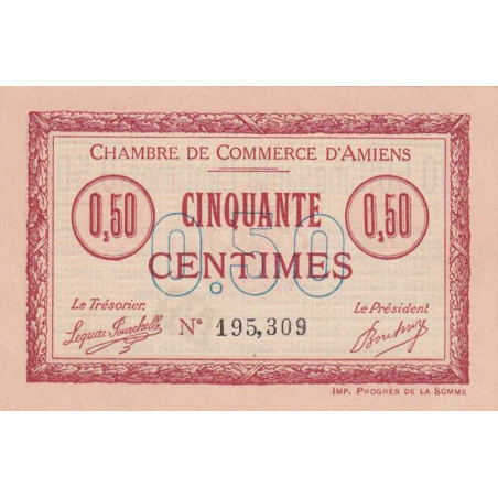 Amiens - Pirot 7-14 - 50 centimes - 1915 - Etat : SPL