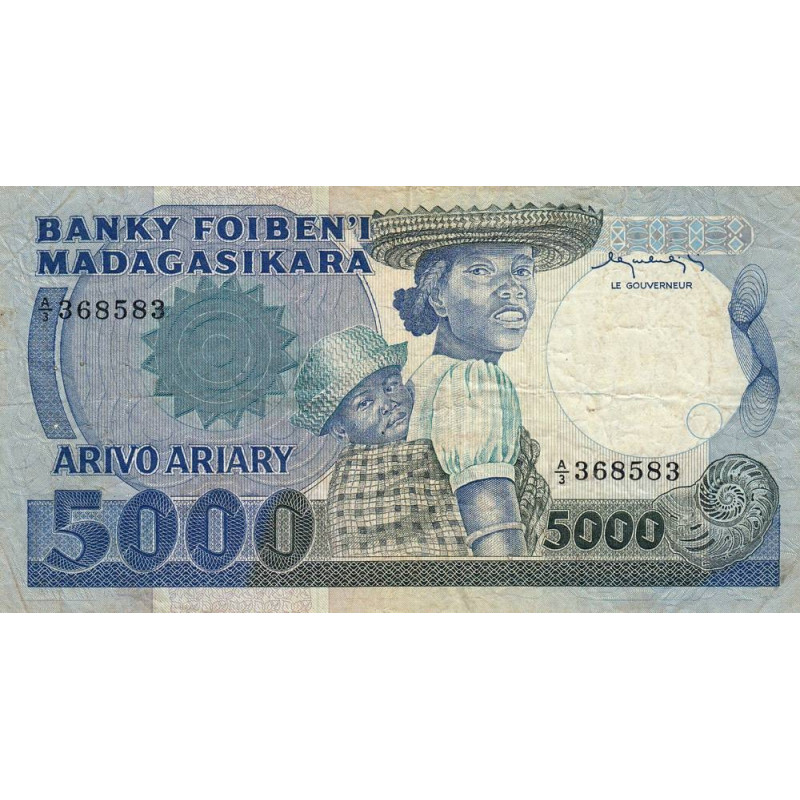 Madagascar - Pick 69a - 5'000 francs - 1'000 ariary - Série A/3 - 1983 - Etat : TB