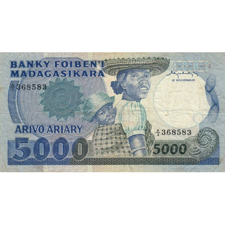 Madagascar - Pick 69a - 5'000 francs - 1'000 ariary - 1983 - Etat : TB