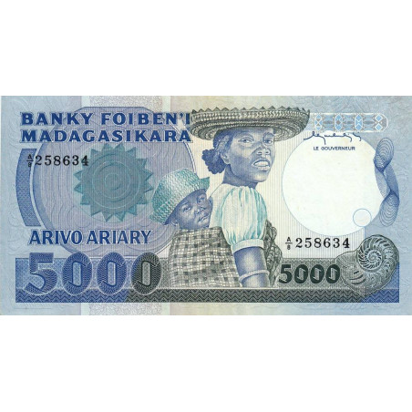 Madagascar - Pick 69a - 5'000 francs - 1'000 ariary - 1983 - Etat : TTB