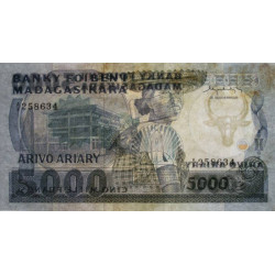 Madagascar - Pick 69a - 5'000 francs - 1'000 ariary - Série A/8 - 1983 - Etat : TTB