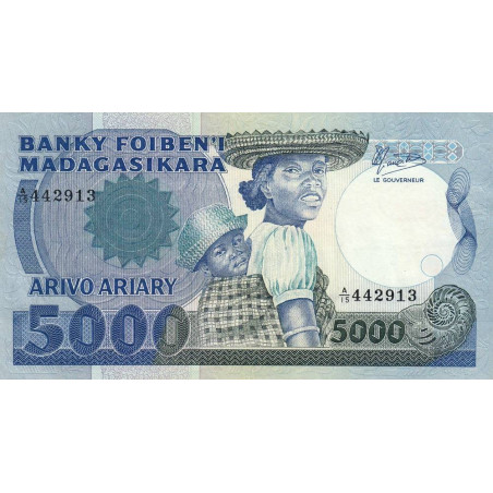 Madagascar - Pick 69b - 5'000 francs - 1'000 ariary - 1987 - Etat : TTB+