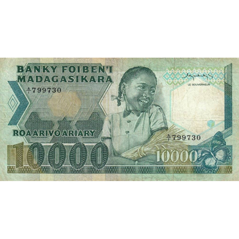Madagascar - Pick 70a - 10'000 francs - 2'000 ariary - Série A/1 - 1983 - Etat : B+