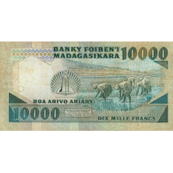 Madagascar - Pick 70a - 10'000 francs - 2'000 ariary - 1983 - Etat : B+