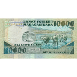 Madagascar - Pick 70a - 10'000 francs - 2'000 ariary - Série A/7 - 1983 - Etat : TB