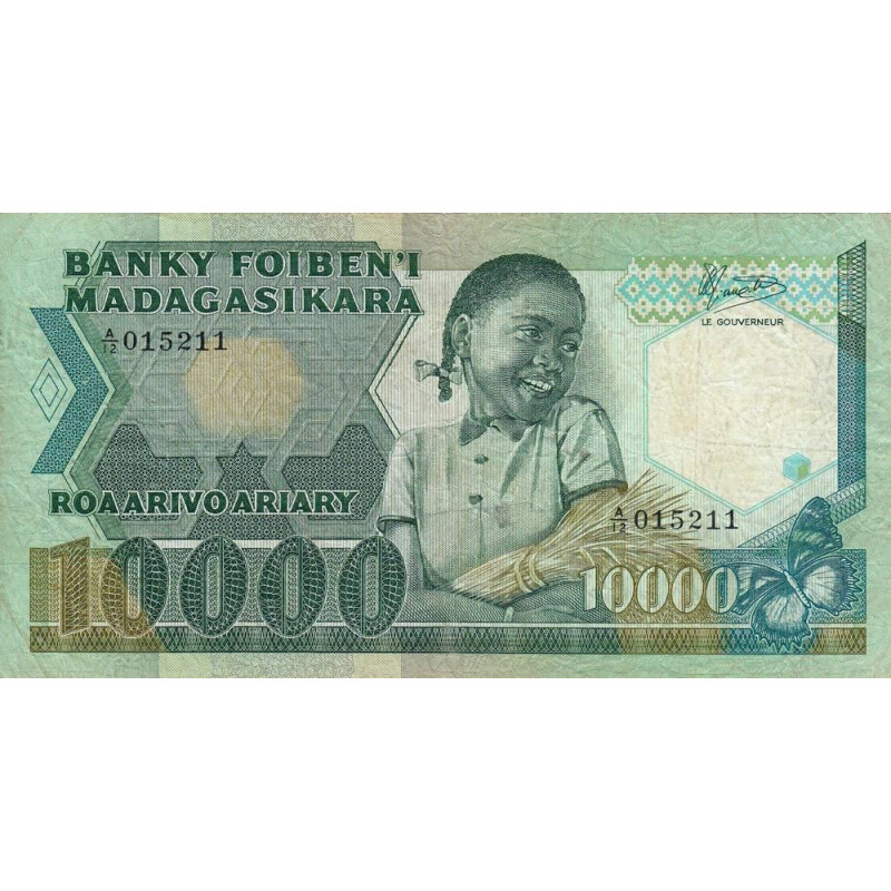 Madagascar - Pick 70b - 10'000 francs - 2'000 ariary - Série A/12 - 1987 - Etat : TB