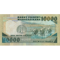 Madagascar - Pick 70b - 10'000 francs - 2'000 ariary - Série A/12 - 1987 - Etat : TB
