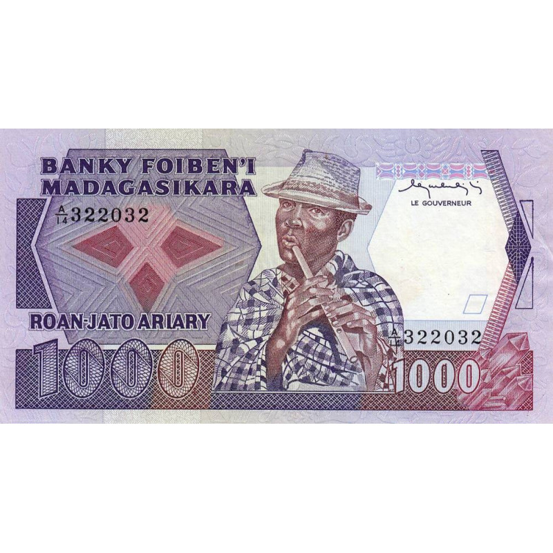 Madagascar - Pick 68a - 1'000 francs - 200 ariary - Série A/14 - 1983 - Etat : TTB