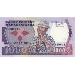 Madagascar - Pick 68b - 1'000 francs - 200 ariary - 1987 - Etat : SPL