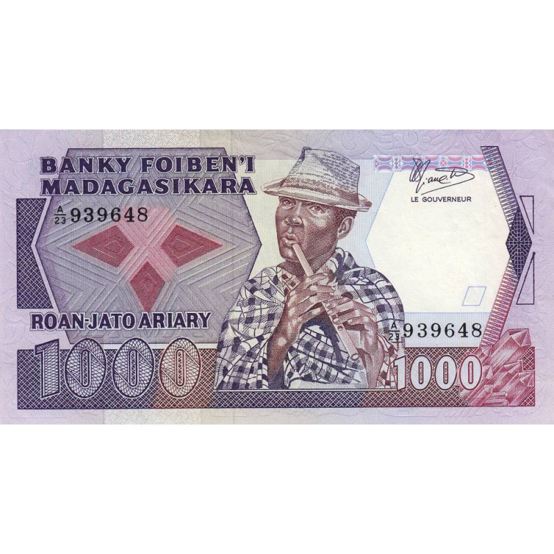 Madagascar - Pick 68b - 1'000 francs - 200 ariary - 1987 - Etat : SPL