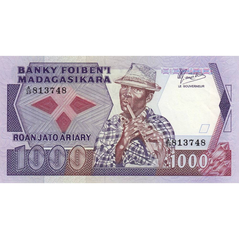 Madagascar - Pick 68b - 1'000 francs - 200 ariary - Série A/39 - 1987 - Etat : SPL+