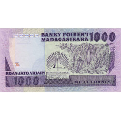 Madagascar - Pick 68b - 1'000 francs - 200 ariary - Série A/39 - 1987 - Etat : SPL+